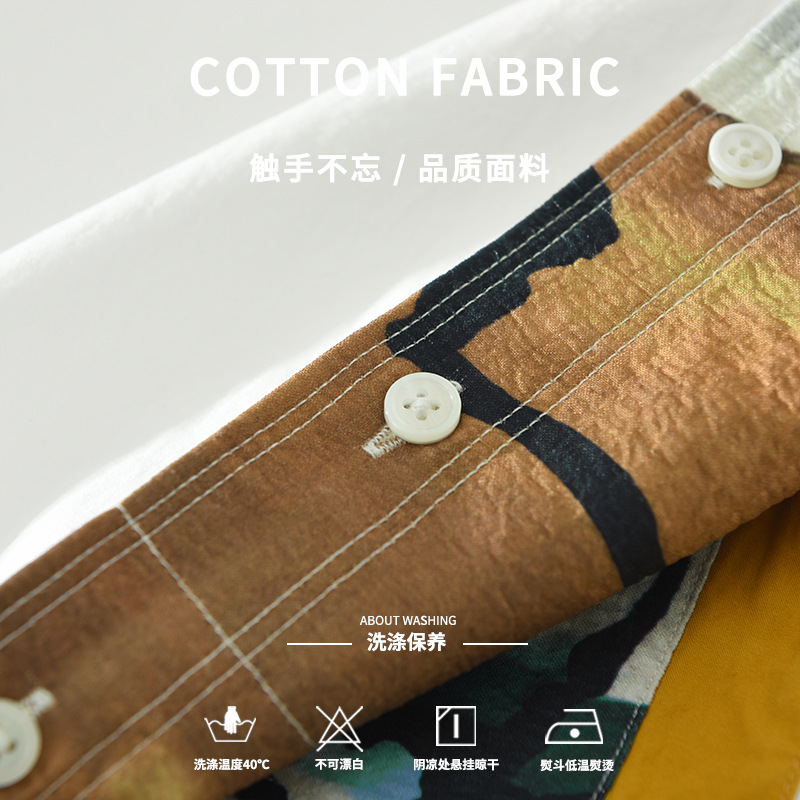 Áo Sơ Mi Nam Ngắn Tay Kiểu Nhật – In Họa Tiết Nghệ Thuật, Form Rộng, Cotton Thoáng Mát_thumbnail_2