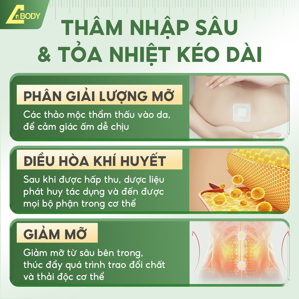 MIẾNG DÁN DR.BODY NHẬT BẢN HỖ TRỢ GIẢM MỠ VÙNG BỤNG, ĐÙI, BẮP TAY, THÀNH PHẦN THẢO MỘC TỰ NHIÊN_thumbnail_3