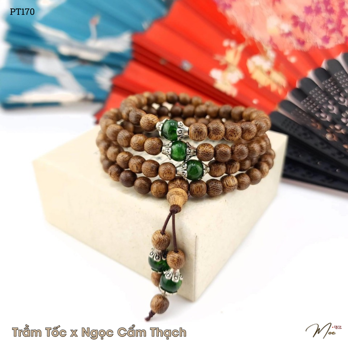 PT170 - Chuỗi vòng trầm tốc 108 hạt mix 5 đá phong thủy tự nhiên_thumbnail_5