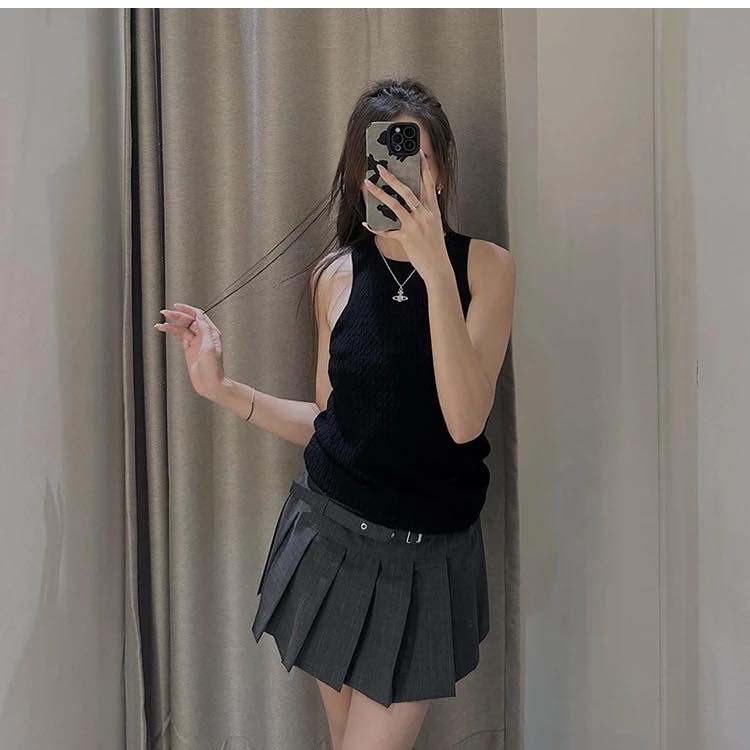 E245 CHÂN VÁY XÁM DẬP LI KÈM BELT ZR_thumbnail_3