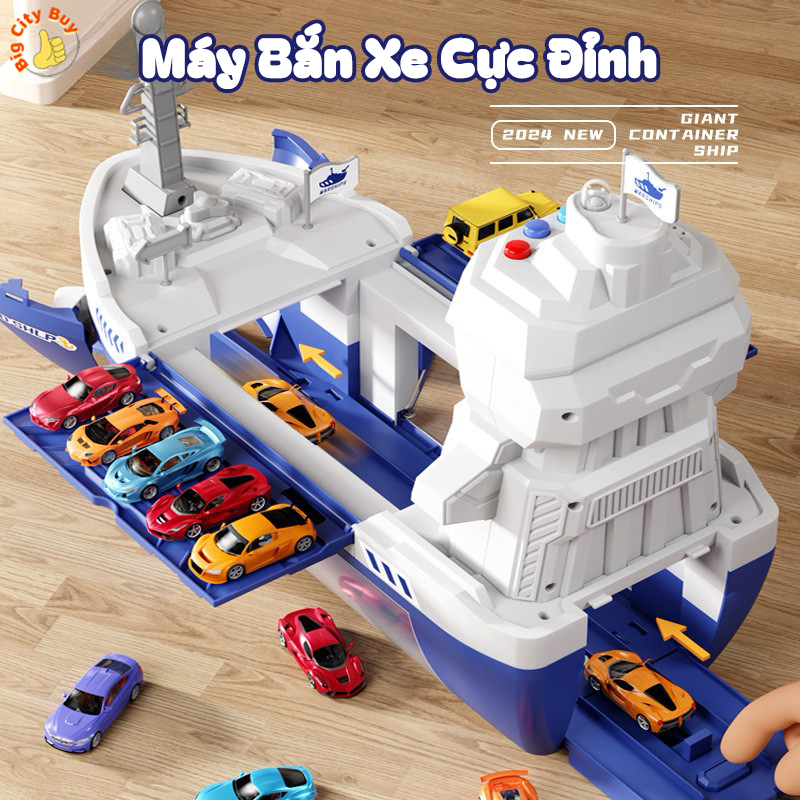 Tàu Thuỷ Container Khổng Lồ Tặng Kèm 12 Xe Nhỏ, 6 Container Chở Hàng Siêu Đỉnh Cho Bé_thumbnail_7