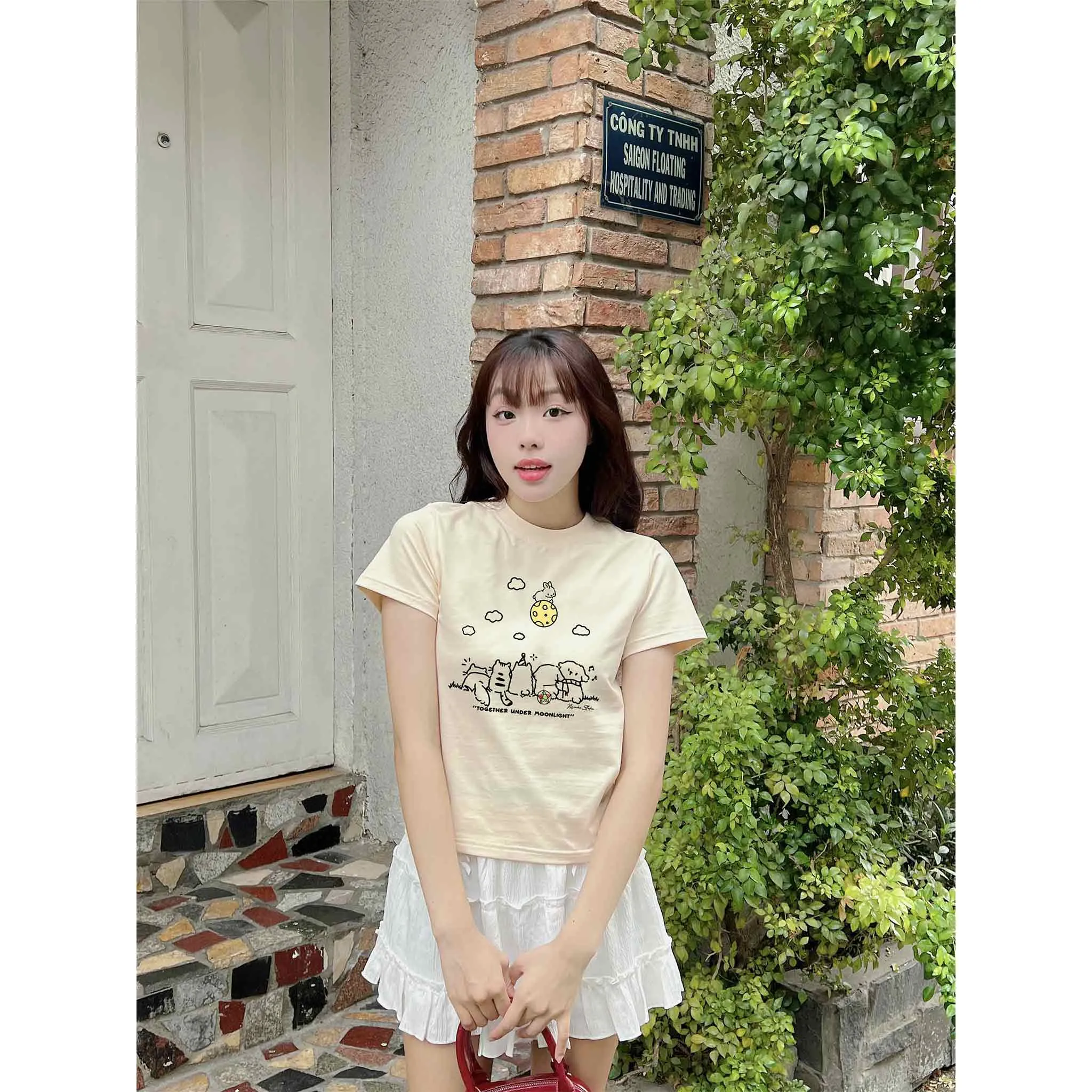 Áo baby tee nữ hình thú đáng yêu 2613 Miucho tay ngắn cổ tròn vải cotton thoáng mát in mix_thumbnail_5