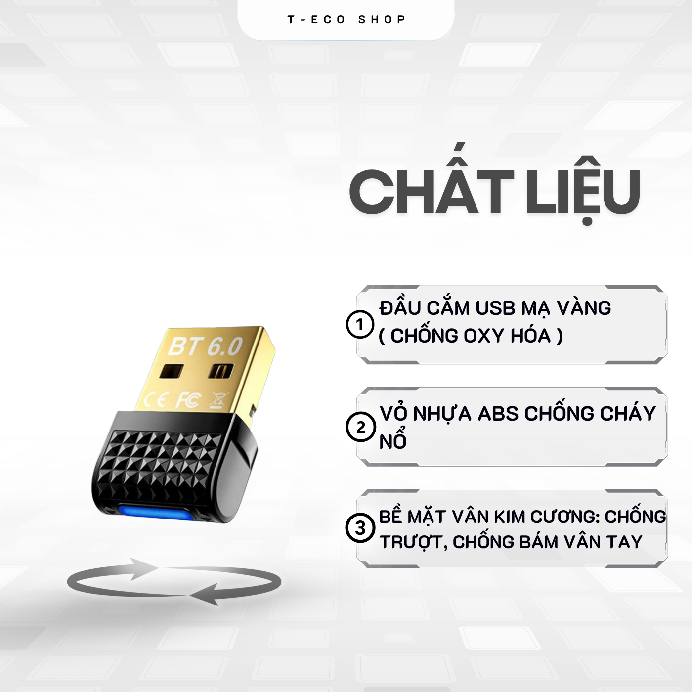 T-ECO SHOP USB Bluetooth 6.0 Cho PC Laptop – Kết Nối Không Dây, Plug & Play, Tương Thích Đa Năng_thumbnail_3