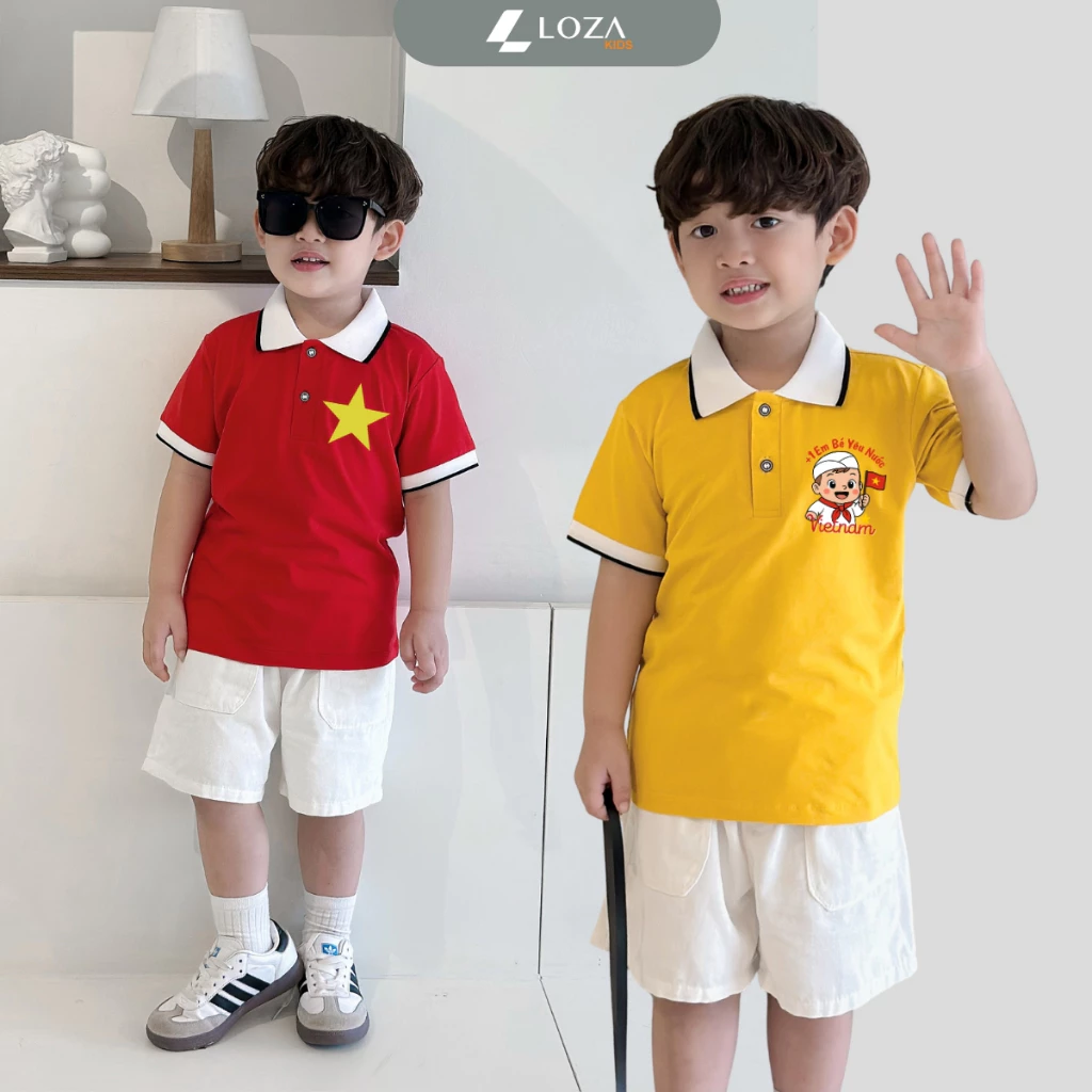 Áo Polo bé trai in hình 'Cờ đỏ sao vàng Việt Nam' - Loza Kids PY072