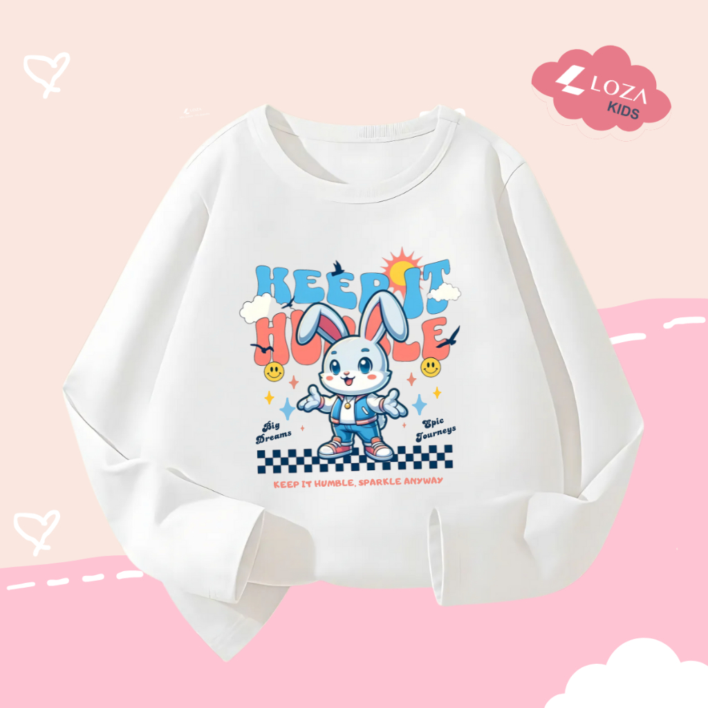 Áo thun dài tay bé gái in thỏ thi chạy - Loza Kids  KT3258_thumbnail_0