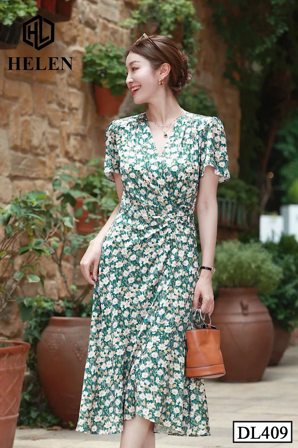 Đầm xòe hoa xanh trắng DL409_thumbnail_0