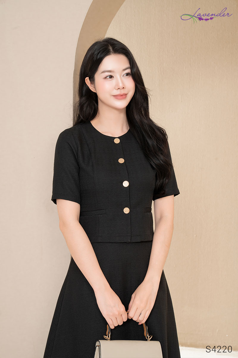 Set vest tweed tay cộc màu đen_thumbnail_5