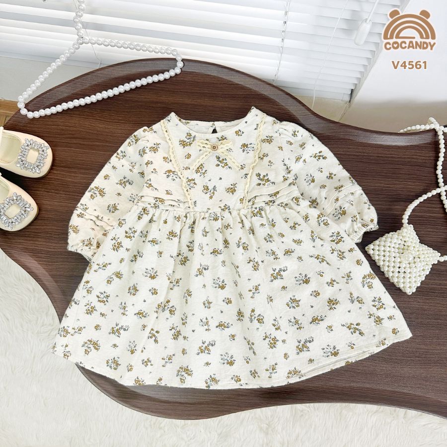 Váy dài BE hoa phối xếp ly