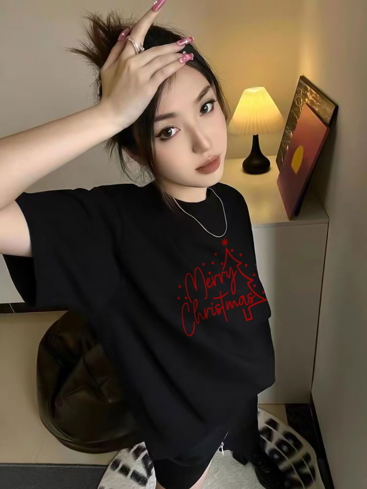 Áo thun nữ giáng sinh noel form vừa regular vải cotton 4c thoáng mát 1764 Miucho Chic Chic in mix_thumbnail_4