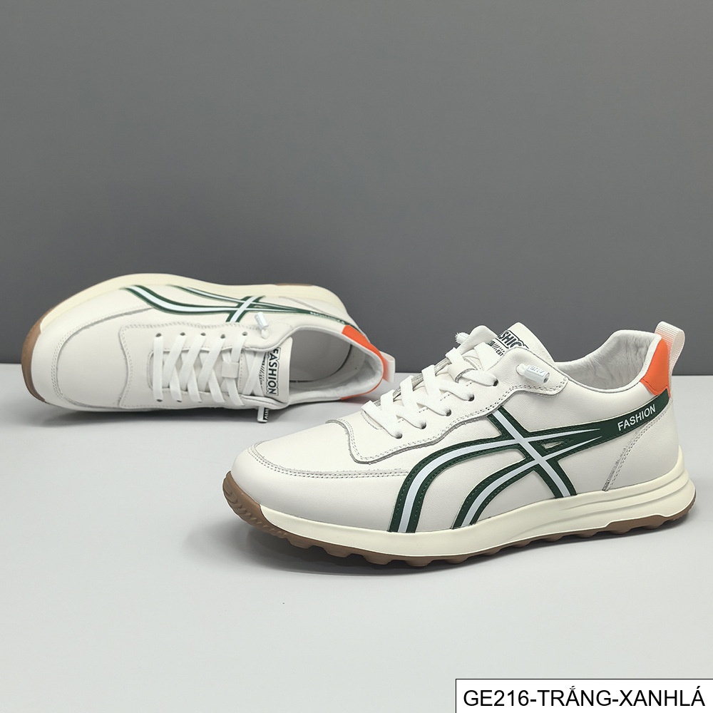 GE216 - Giày thể thao màu trắng da bò lớp đầu cho nam, giày hợp thời trang nam, giày thường ngày sang trọng nhẹ nhàng cao cấp dễ phối đồ thích hợp châu Âu da thật_thumbnail_21