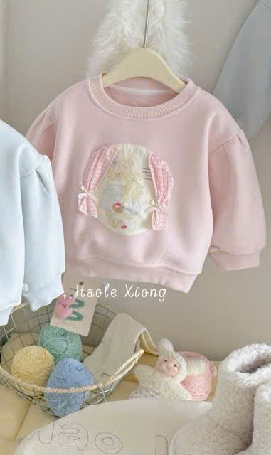 (G209) Áo nỉ lót Lông màu hồng HLX gấu ngồi cửa sổ_thumbnail_0