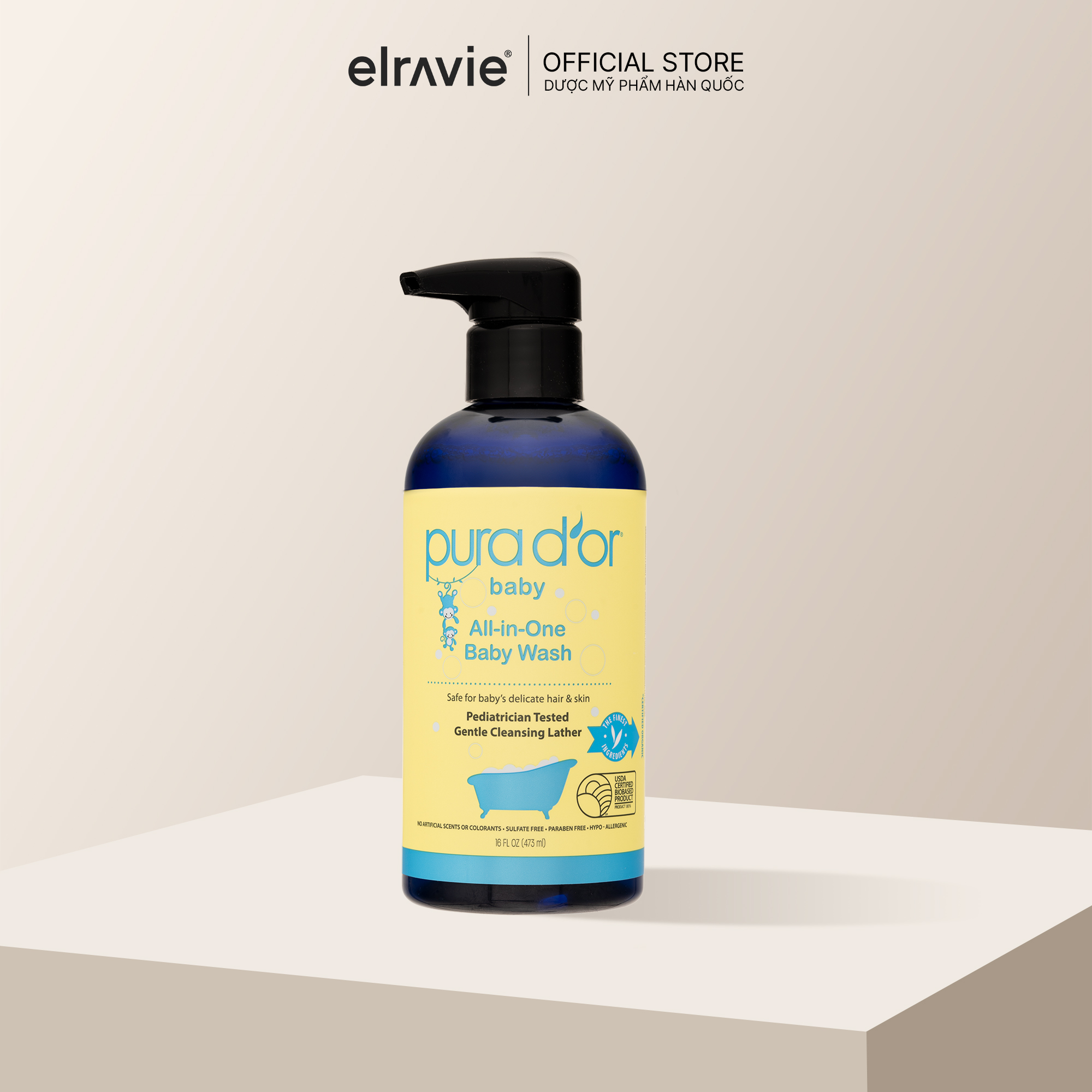 Sữa tắm gội dịu nhẹ đa năng dành cho bé PURA D'OR All-in-One 473ml