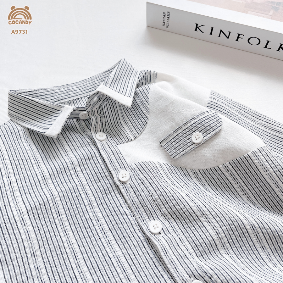 Áo dài kẻ XANH sơ mi vạt ngực trắng_thumbnail_6