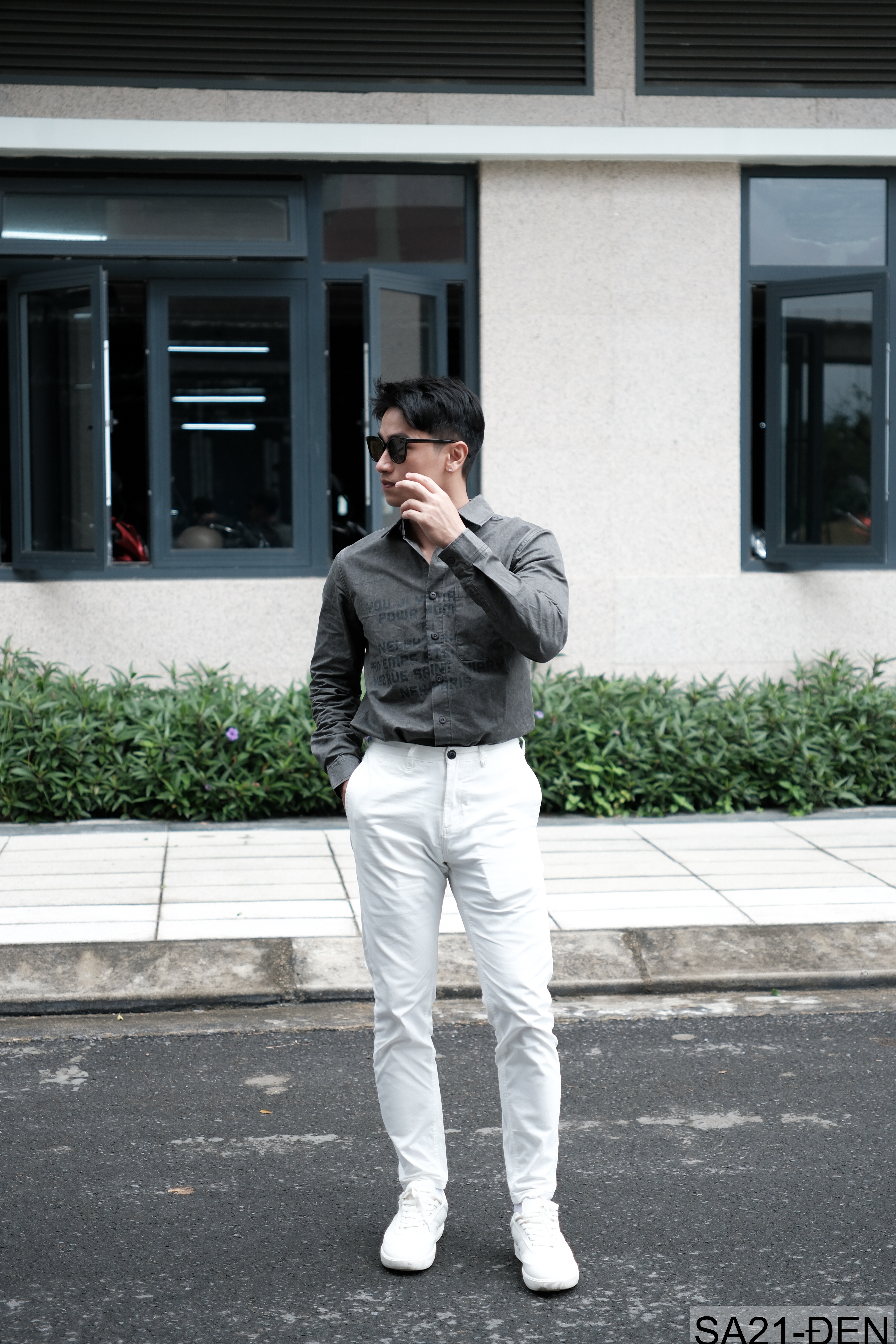 SA21 - Áo sơ mi nam dáng rộng phong cách Nhật Bản, cổ bẻ, tay dài, họa tiết chữ, chất cotton mềm mại_thumbnail_22