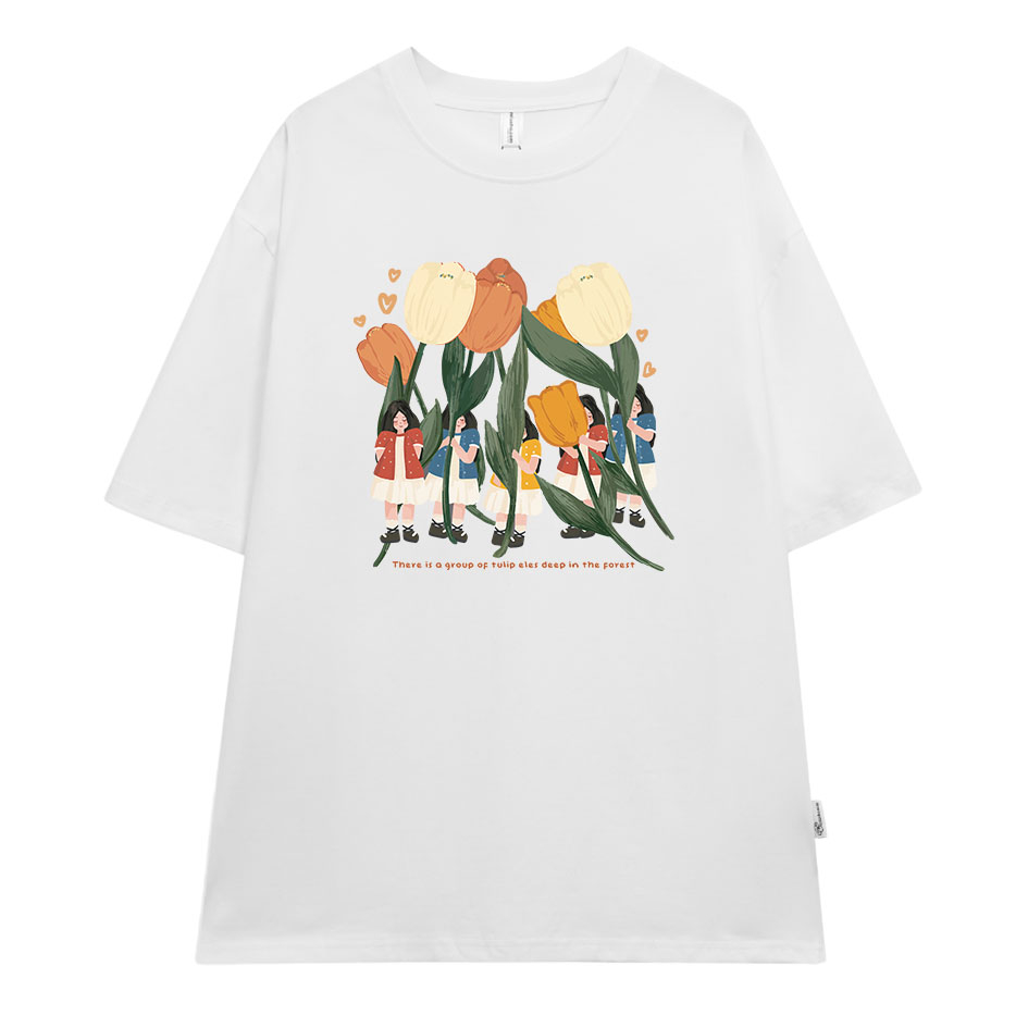 Áo thun nữ hoa tulip form rộng ATD201 Miucho chất vải cotton in Artwork_thumbnail_15