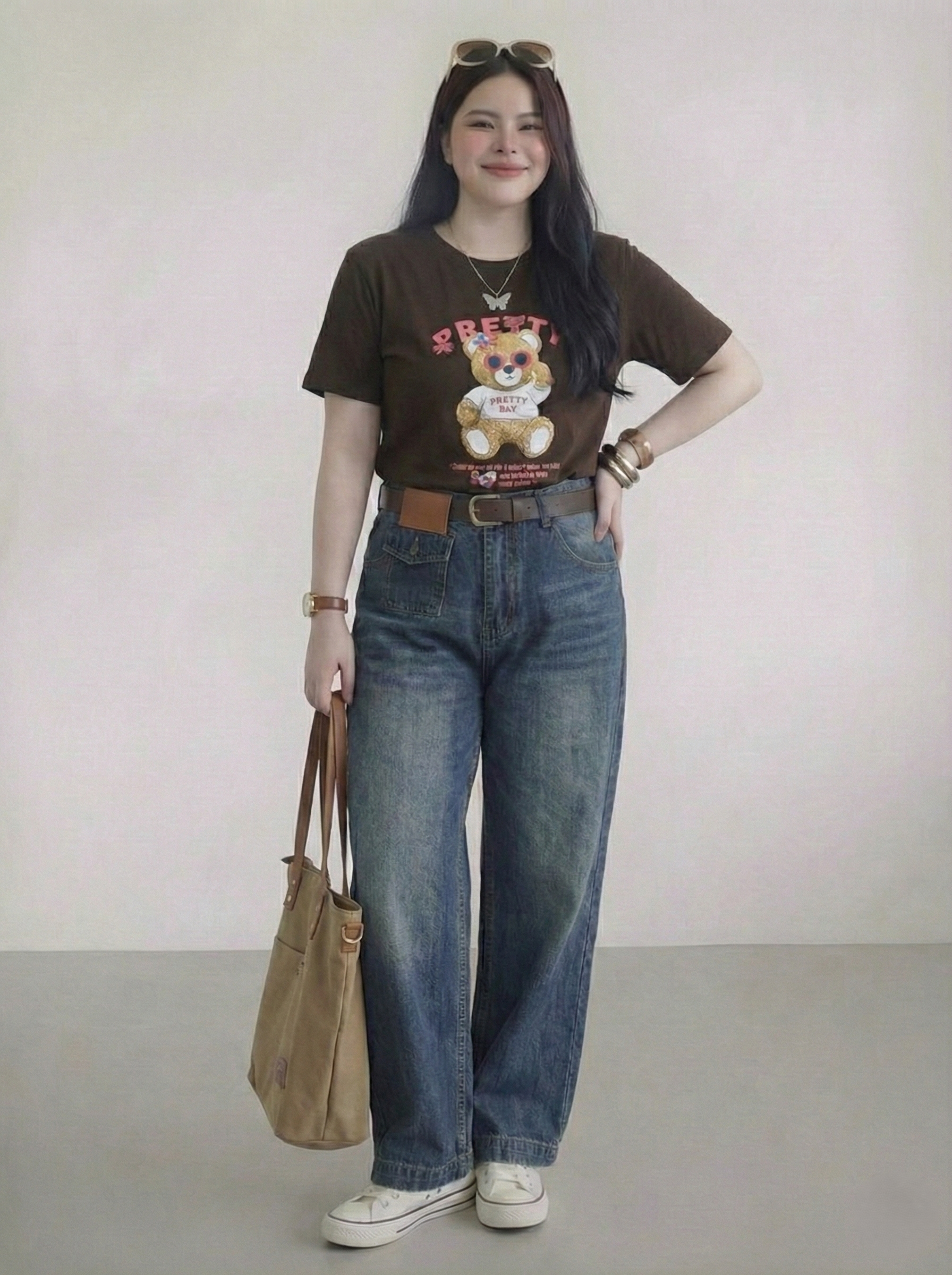 BIGSIZE NỮ - Quần jean suông phối túi T-QJ610