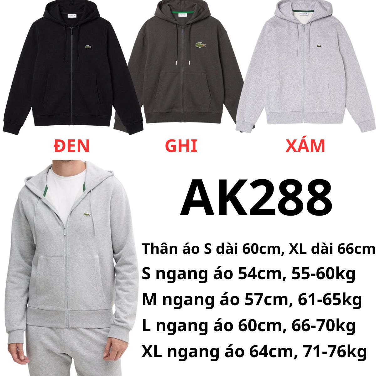 AK288- Áo khoác nam cá sấu