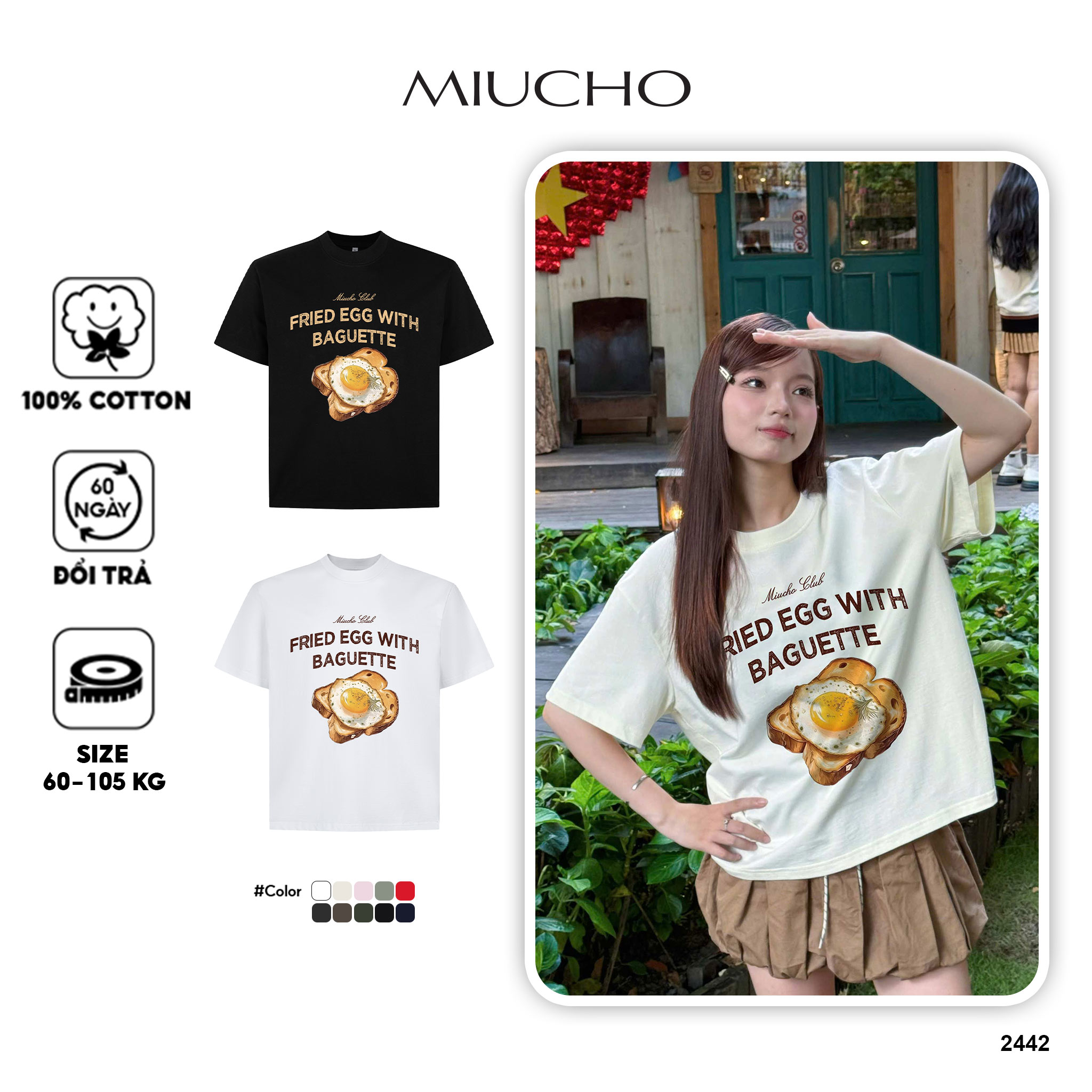 Áo thun boxy phong cách Hàn Quốc AXD2442 Miucho tay ngắn cổ tròn chất cotton co giãn dày dặn thoáng mát_thumbnail_1