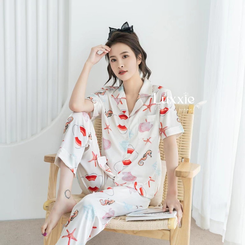 N102B Pijama lụa họa tiết sao biển cộc tay_thumbnail_2