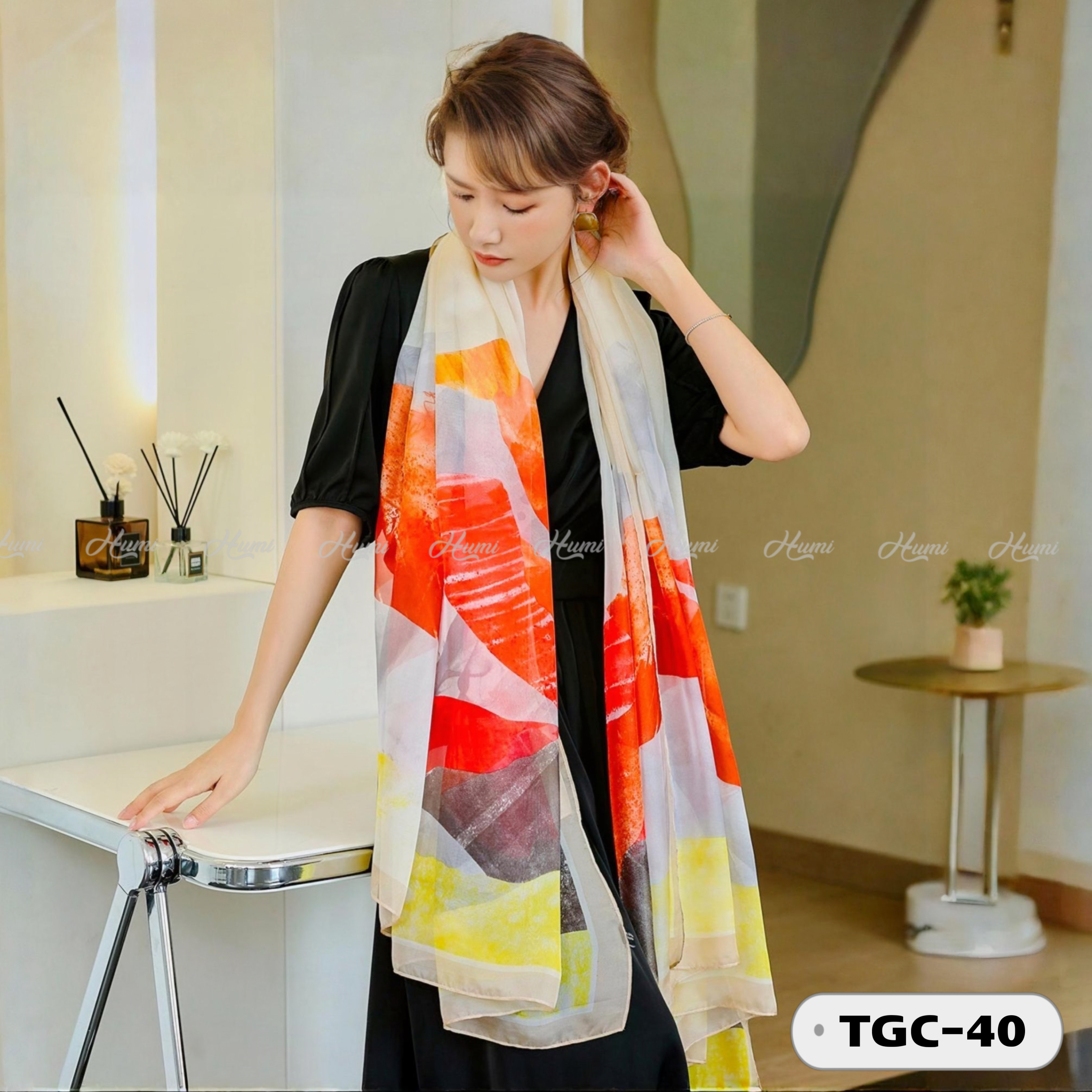 KHĂN LỤA TẰM HỌA TIẾT (TGC40)