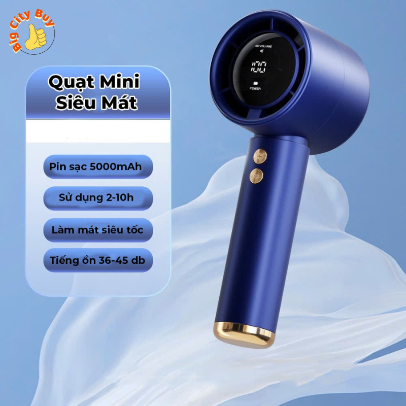 [RẺ VÔ ĐỊCH] Quạt mini cầm tay M2 5000mAh di động màn hình hiển thị pin có thể sạc gió mạnh 100 tốc độ turbo phản lực_thumbnail_2