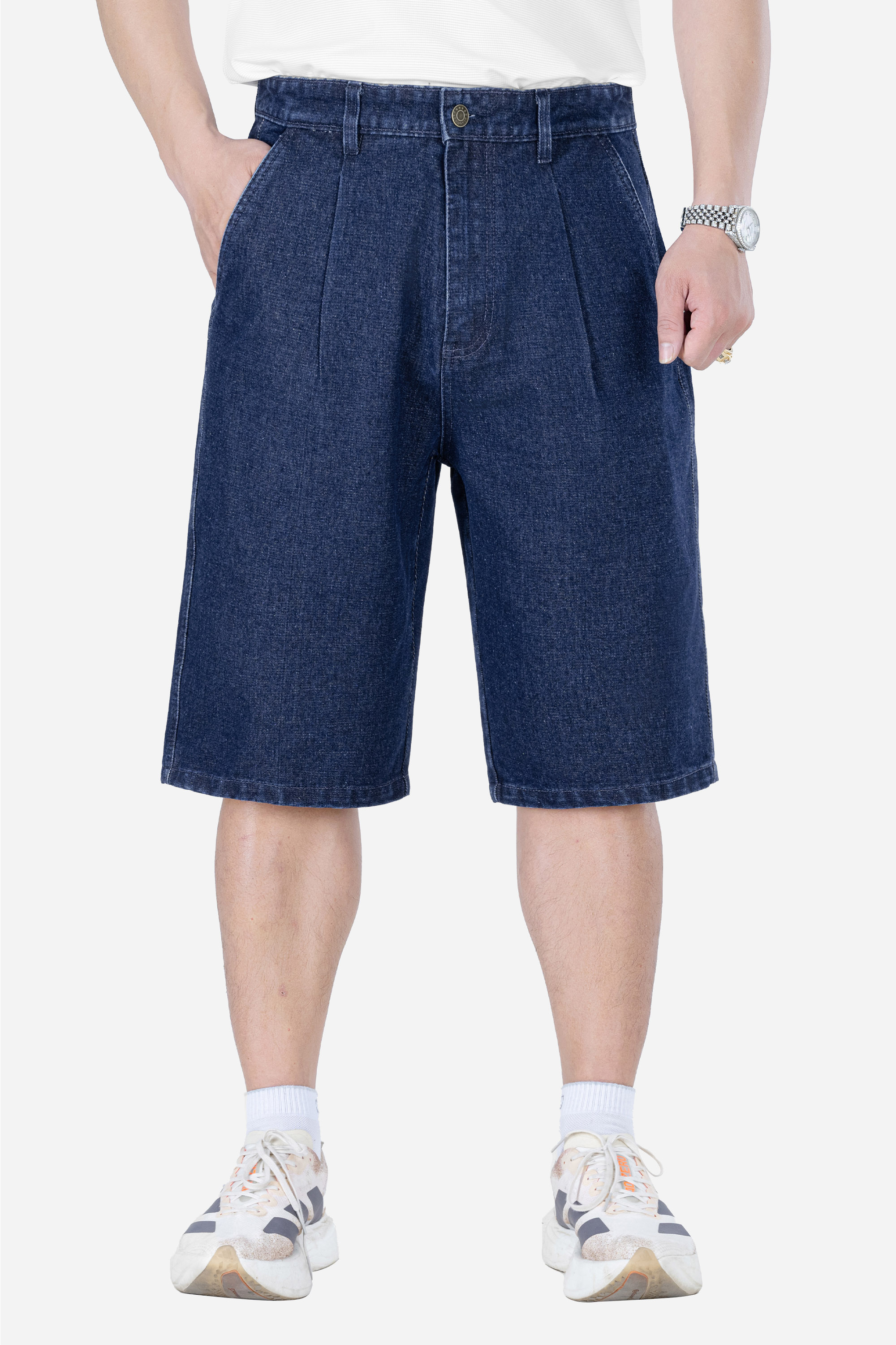 Quần Soọc Jeans 1 Li Nam Trung Niên ANCHI Chất Liệu Cafe Dáng Suông Túi Chéo