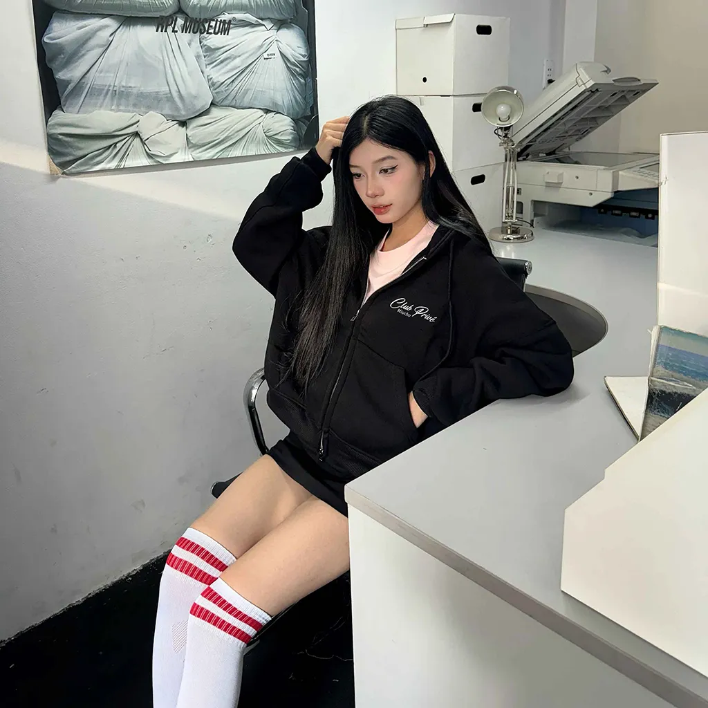 Áo khoác hoodie zip nam nữ Miucho nỉ 2 da dày dặn thoáng mát form boxy hot trend 2838_thumbnail_7