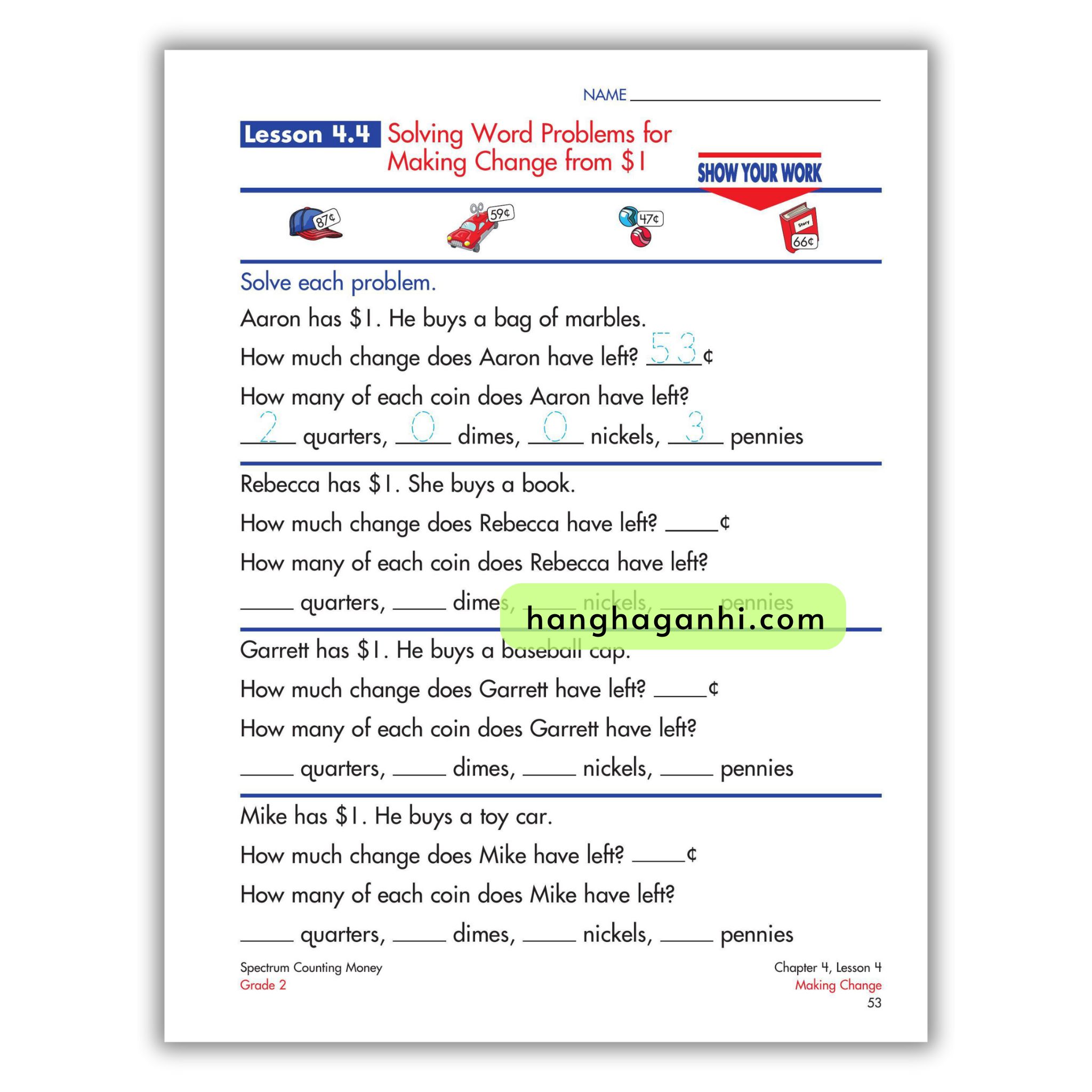 Sách Spectrum Counting Money Workbook Grade 2_thumbnail_1