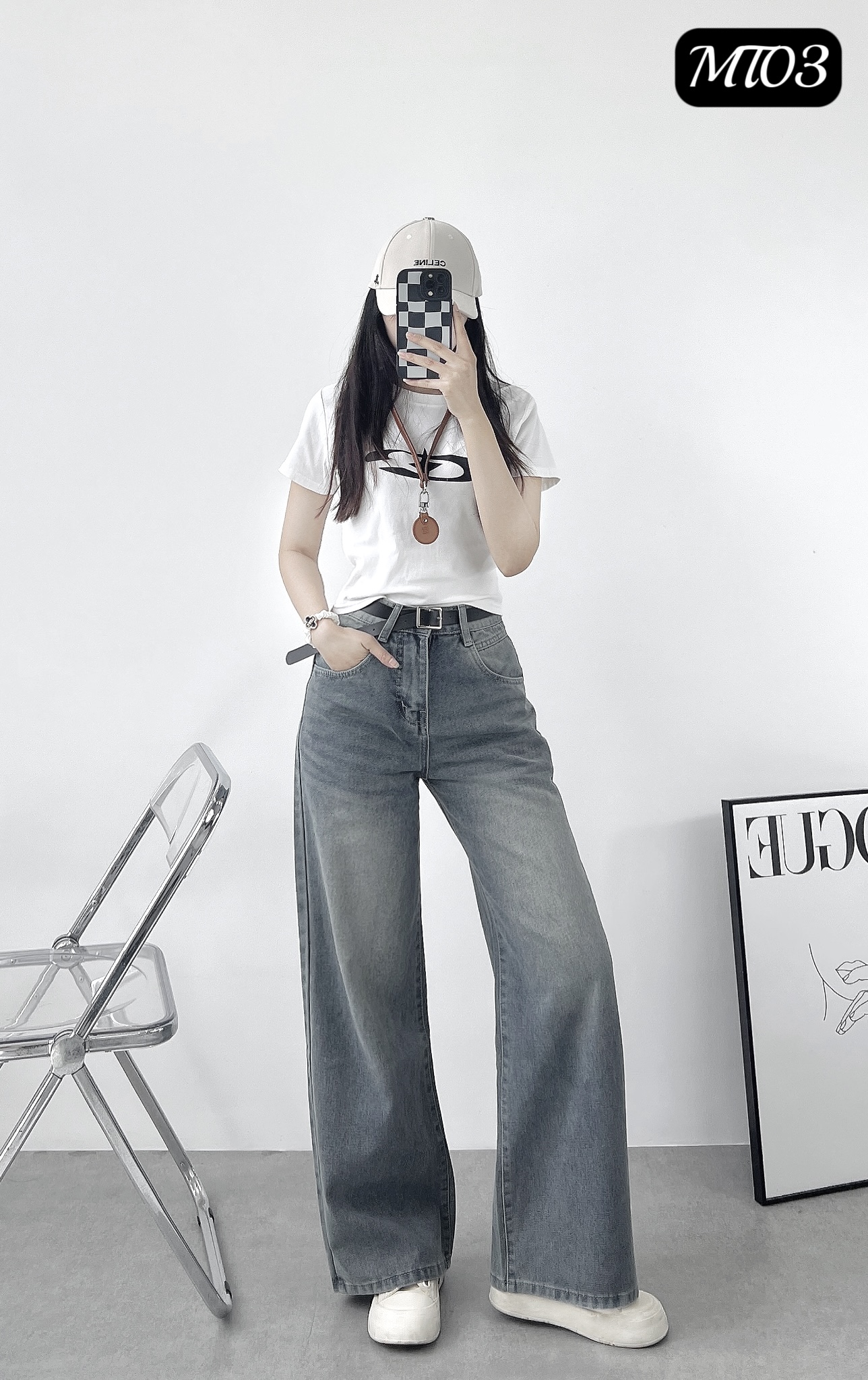 [MT-03] QUẦN JEANS COTTON ỐNG SUÔNG CAO CẤP Xanh Nhạt - PHONG CÁCH ULZZANG HÀN QUỐC_thumbnail_2