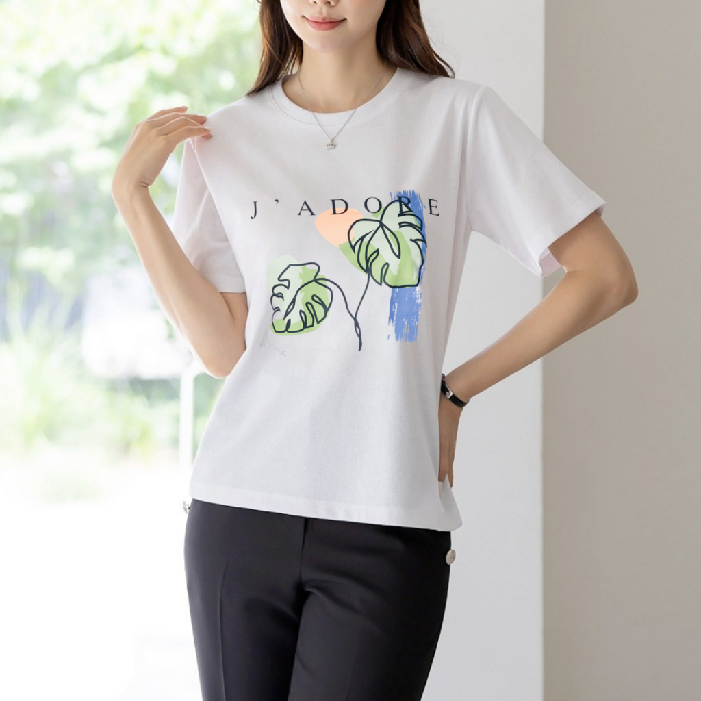 Áo phông nữ form vừa  màu trắng chất liệu thun cotton 4 chiều - GIAO MẪU NGẪU NHIÊN- LOZA XA012_thumbnail_5