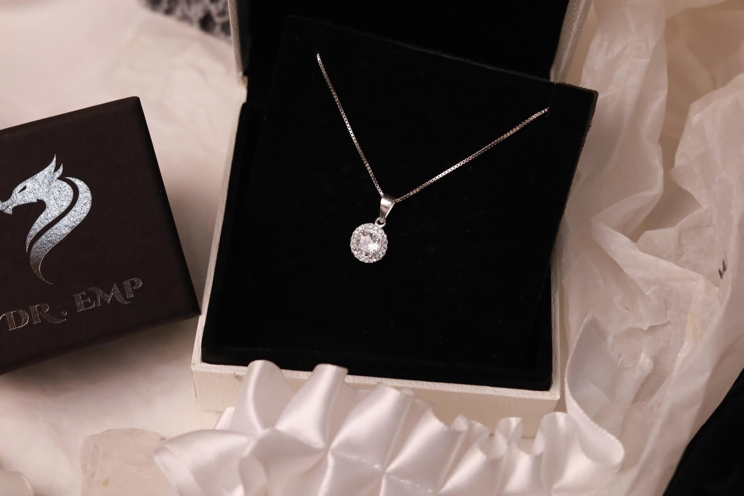 Vòng cổ bạc đá tròn dây mì xi bạch kim_thumbnail_3