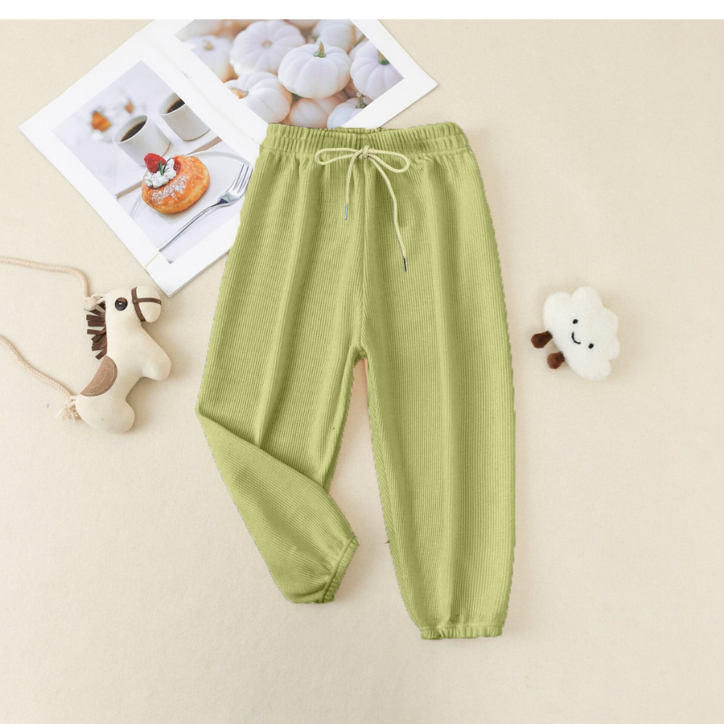 Quần dài cho bé trai và bé gái bo gấu, dây rút size cho bé từ 15-35kg - Quần dài trẻ em Loza Kids QE7005_02_thumbnail_2