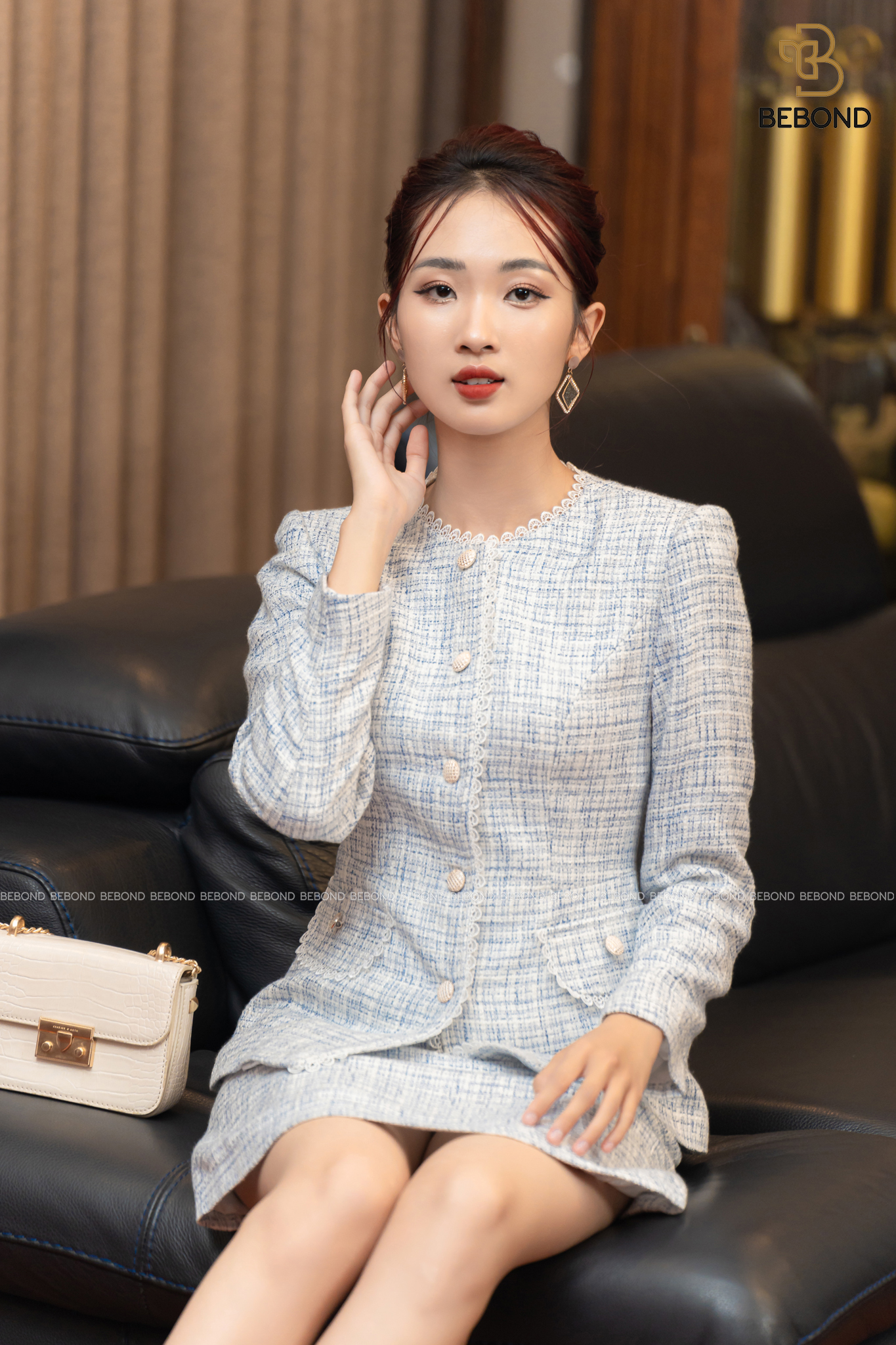 Aó Vest dạ kẻ xanh thiên thanh - Hilary Set_thumbnail_4