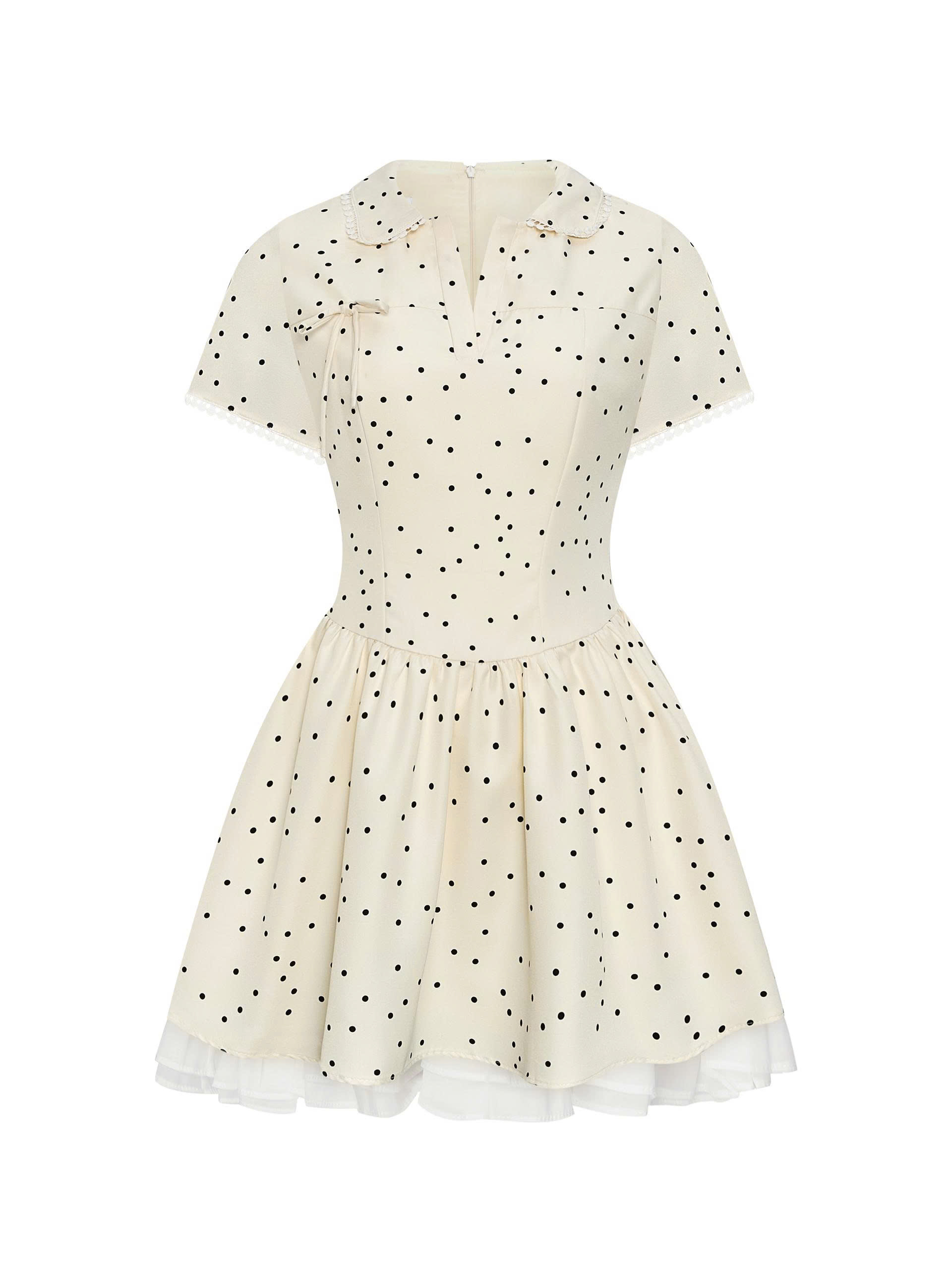 BIGSIZE NỮ - Đầm chấm bi phối voan xếp ly kiểu V-DA203_thumbnail_3