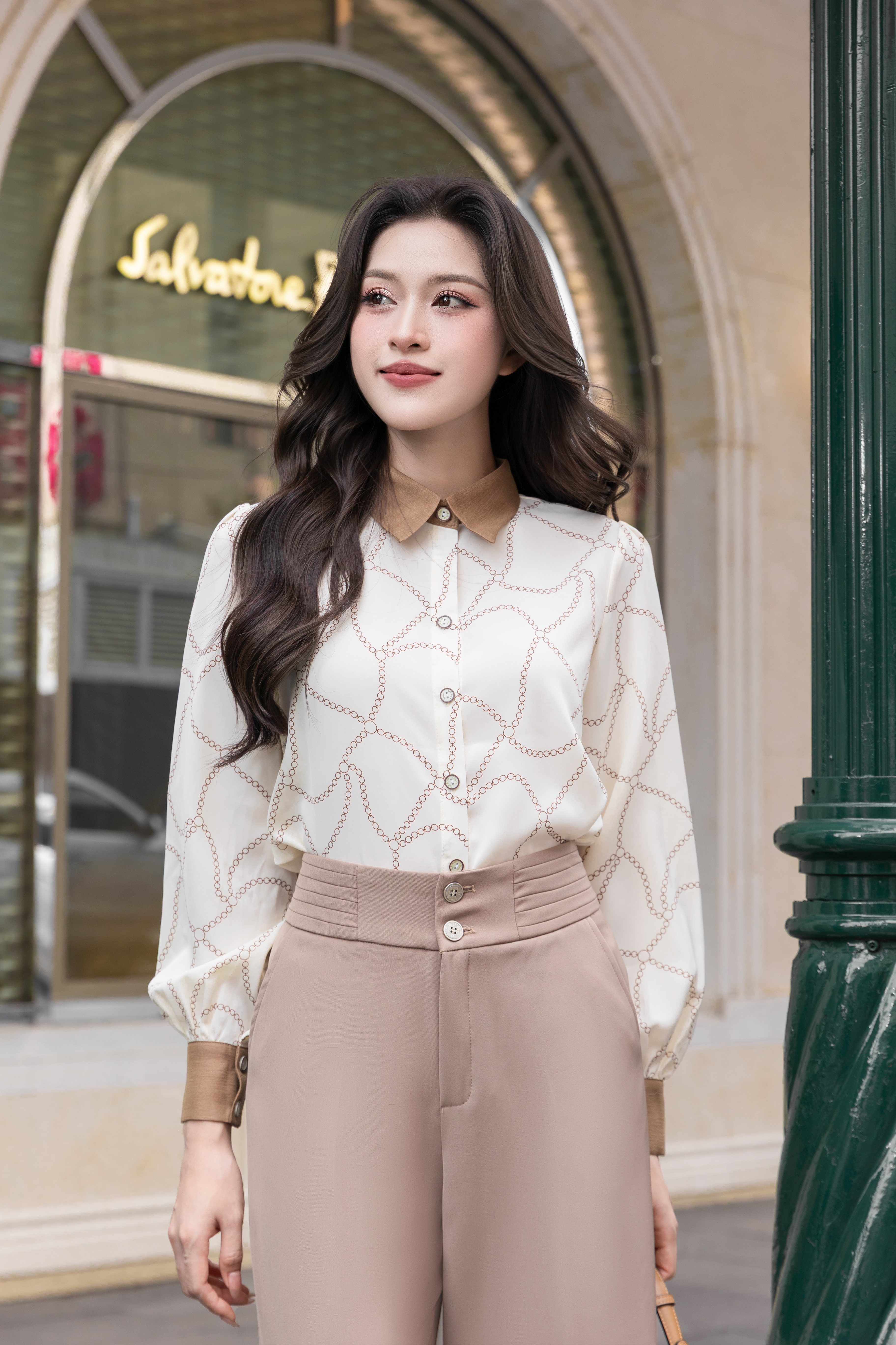 Áo sơ mi dây xích A4206