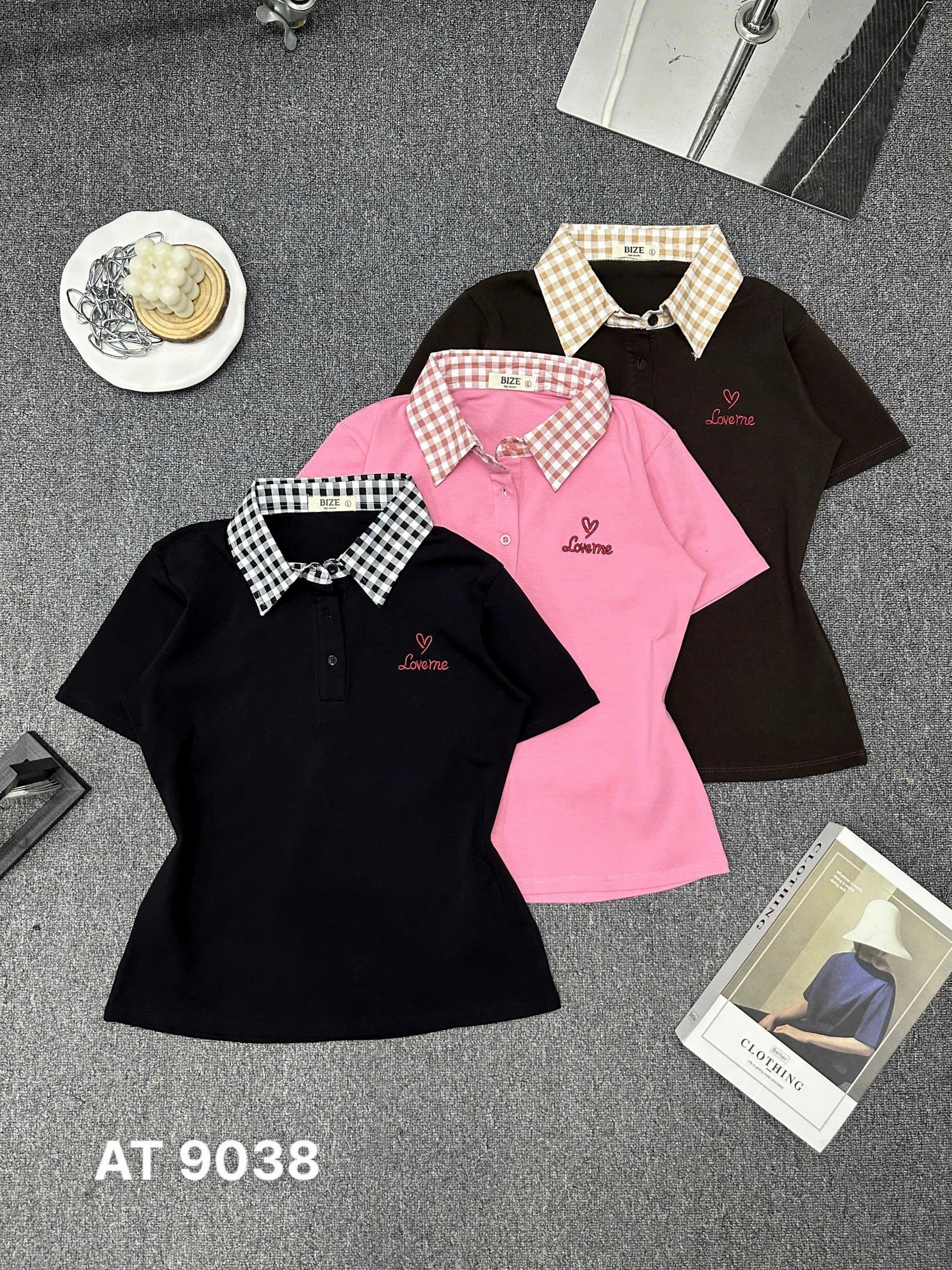 Áo thun kiểu cổ phối sơ mi bigsize AT9038 dành cho nàng mũm mĩm từ 55-90kg