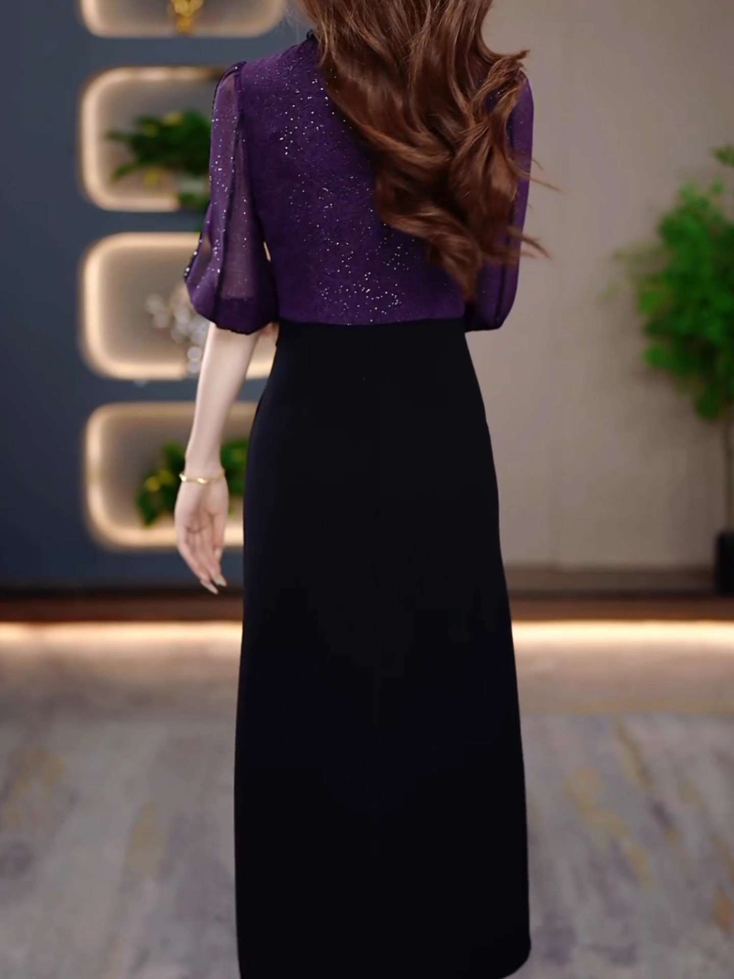 17710-Đầm suông liền cổ tàu cách điệu phối tay lở viền ren (voan, lót)_thumbnail_1