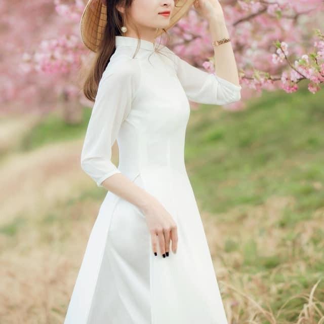 Áo Dài Nữ Học Sinh 2 Tà Tay Lỡ Lụa Mỹ HS09