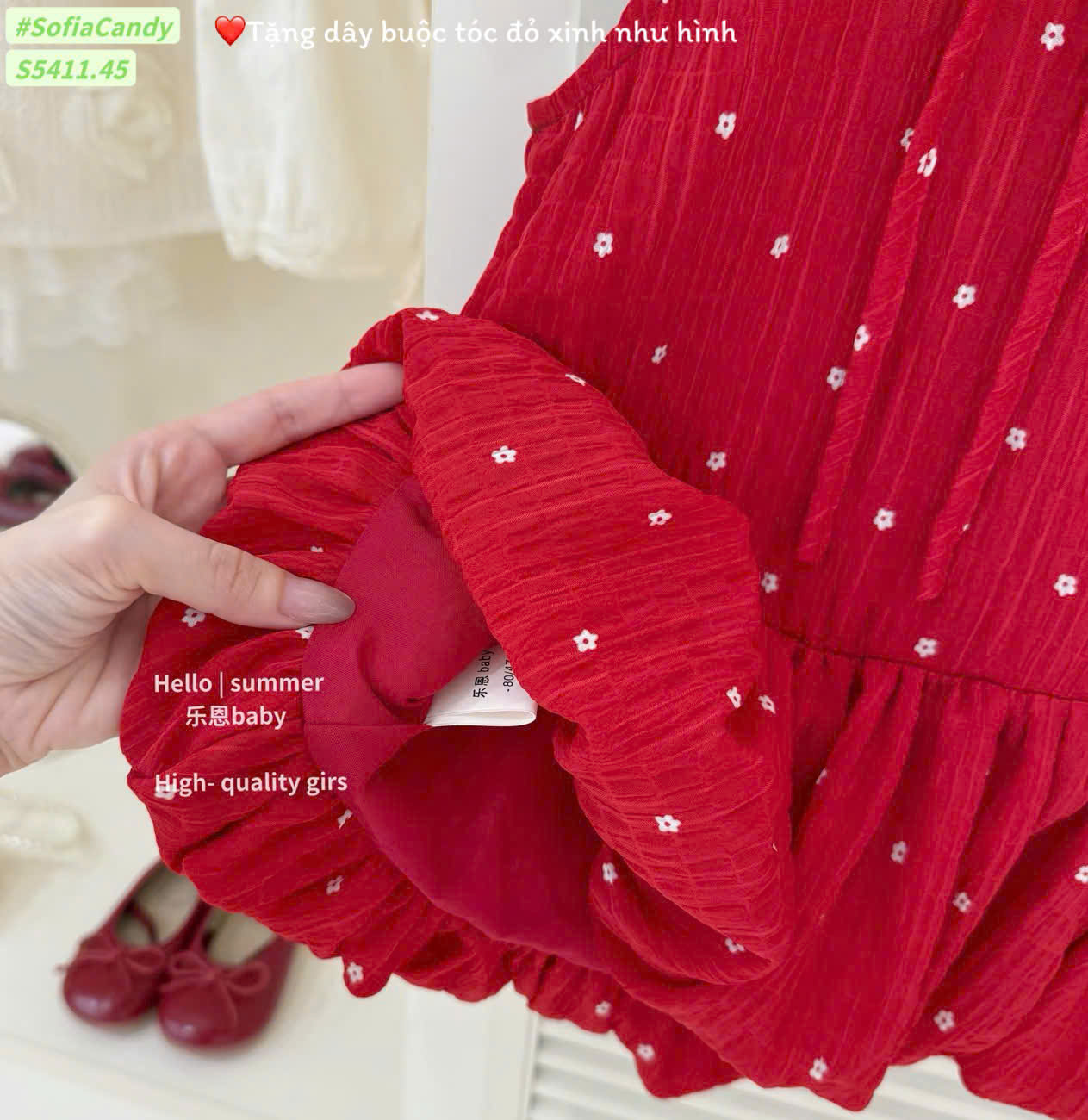 Đầm bé Cotton Q đỏ phối hoa_thumbnail_9