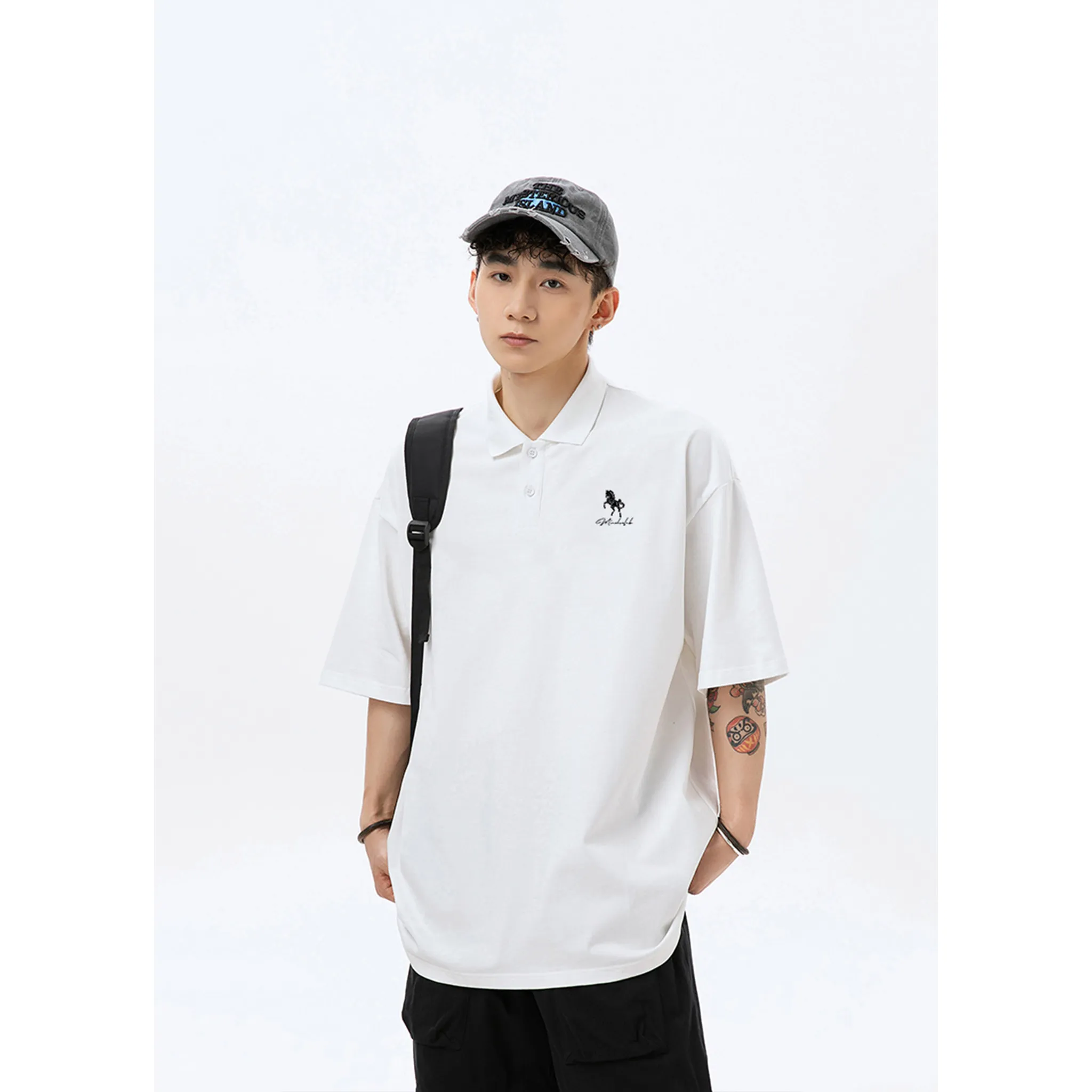 Áo polo nam nữ form rộng basic dễ phối đồ 2538 Miucho Club vải cotton thoáng mát in mix_thumbnail_5