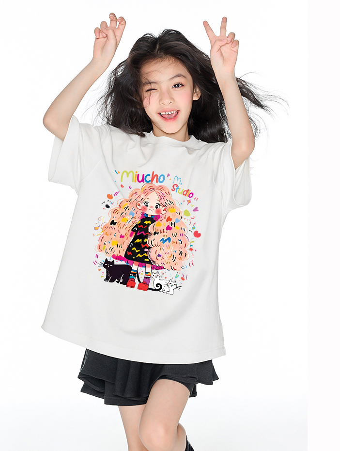 Áo thun bé gái form rộng chất vải cotton thoáng mát AED1544 Miucho Kid in artwork_thumbnail_5