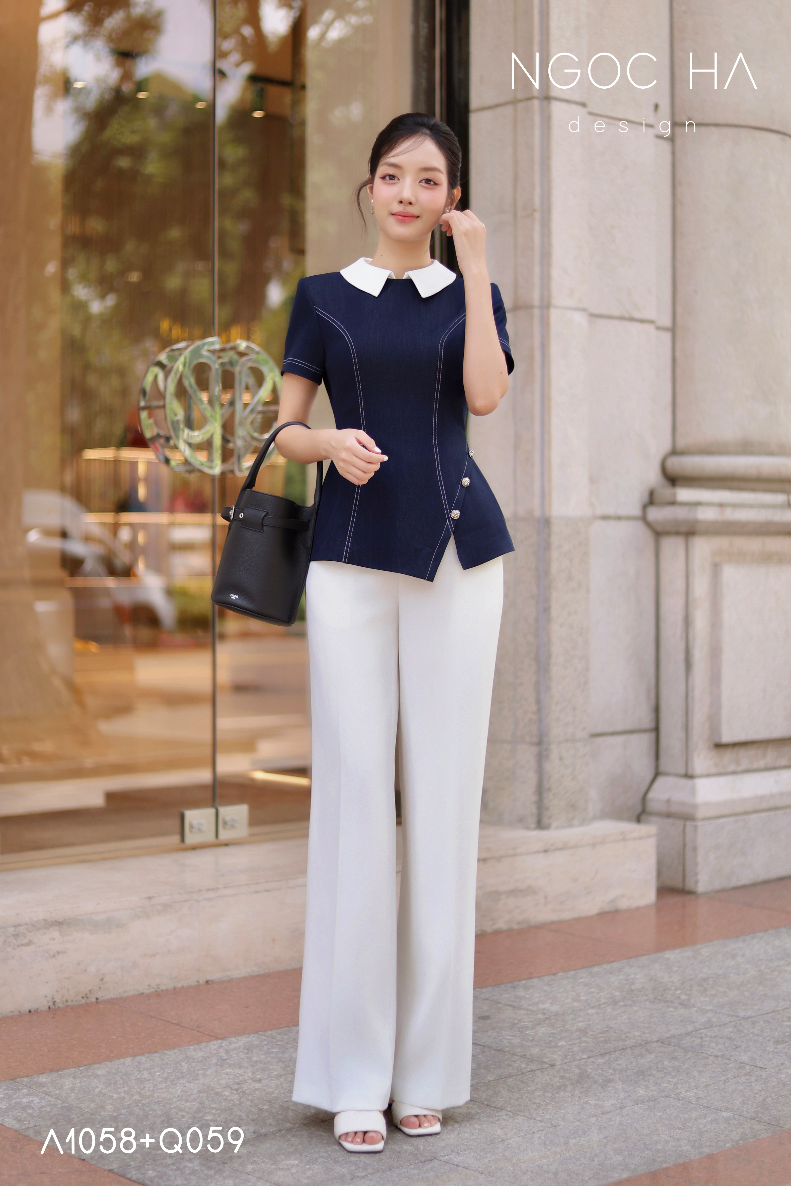 Lara Top_ Áo Bò Peplum Vạt Chép Đính Cúc Mix Cổ Trắng A1058_thumbnail_9