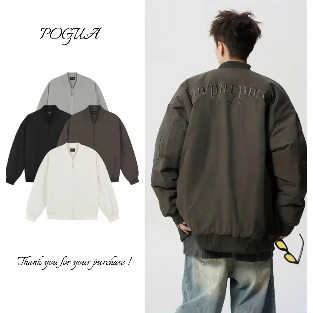 Áo khoác gió nam nữ bomber hai lớp có túi khóa họa tiết thêu nổi