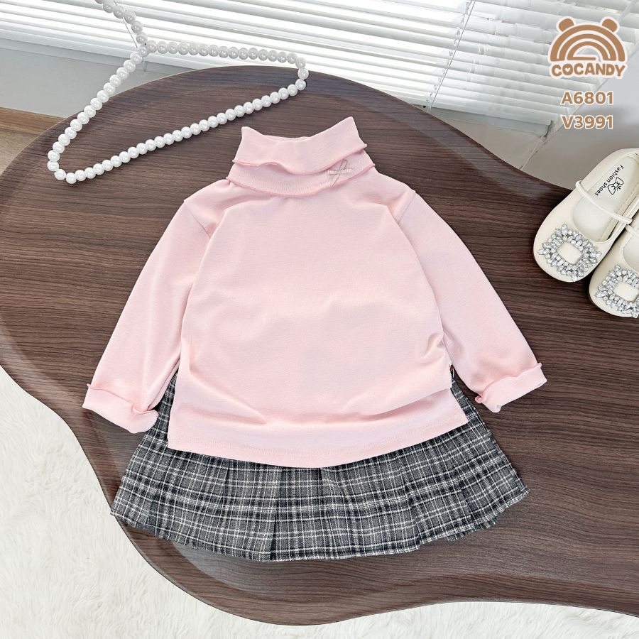 Áo dài HỒNG cổ gập nơ