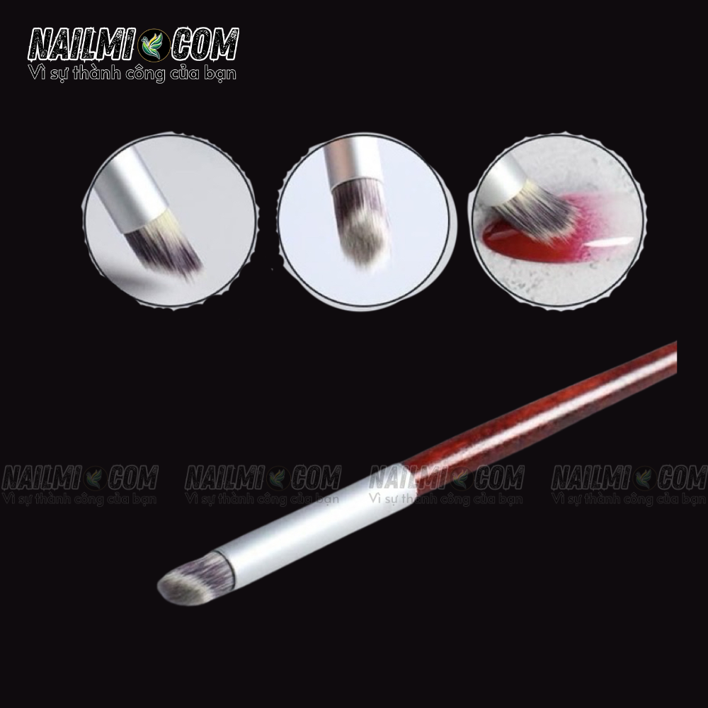 Cọ ombre - đầu tròn xiên - cán gỗ