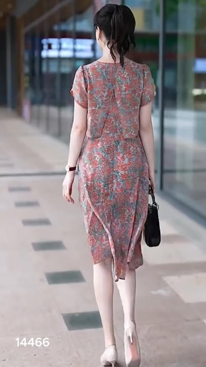 14466-Đầm voan xòe kiểu áo giả rời, tay búp sen (vải chifon, lót lụa)-kéo sau lưng_thumbnail_1
