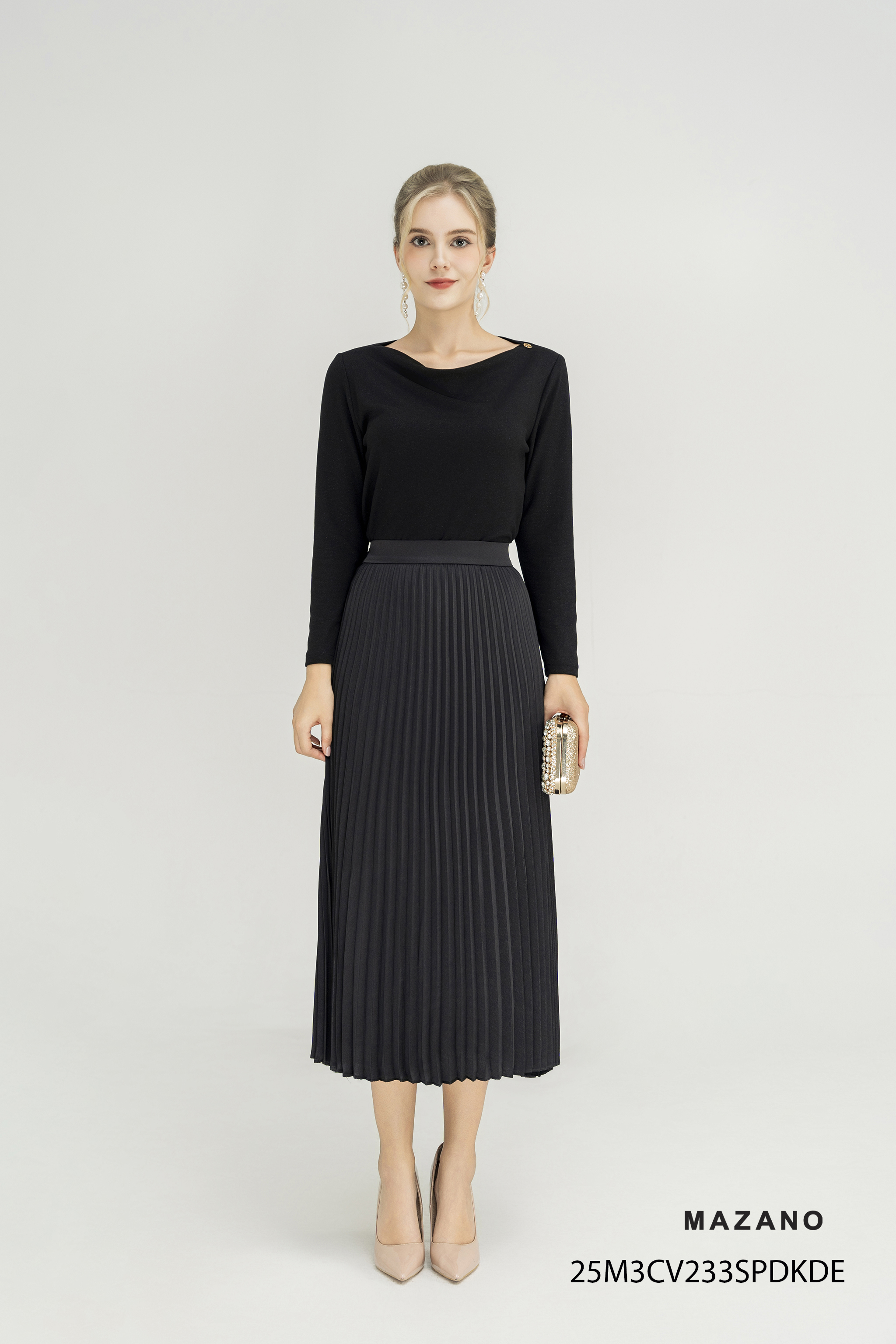 Chân váy  dập ly dẻ quạt vải  lụa dáng dài_thumbnail_2