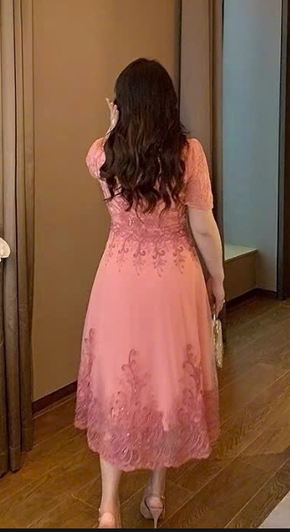 18297-Đầm xòe đi tiệc hồng cam họa tiết cổ điển ( voan,lót)_thumbnail_1