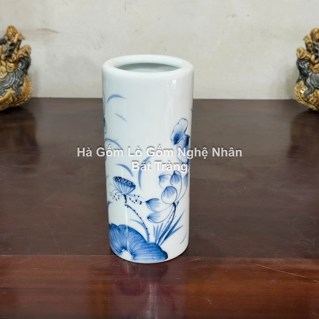 Lọ Đựng Hương MEN SEN CHÀM - Ống Cắm Hương Thờ Cúng  Bát Tràng