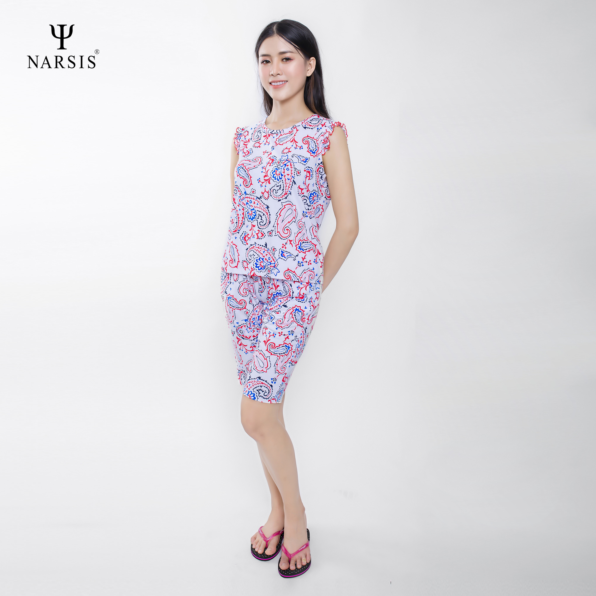 BỘ HÈ NỮ M0017 NARSIS CHẤT LIỆU THOÁNG MÁT, DỄ CHỊU, THOẢI MÁI CẢ NGÀY, DỄ VẬN ĐỘNG_thumbnail_3